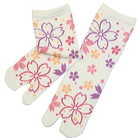 お祭り！和柄足袋ソックス！桜花爛漫（白）